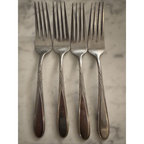 Rogers Stainless Korea DinnerForks Braided Wheat Pattern Vintage (4) - Picture 1 of 9